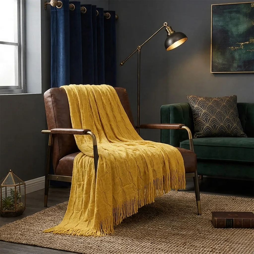 bean knit throw turmeric bean knit throw turmeric