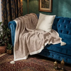 Wedding Bedding geometric throw khaki