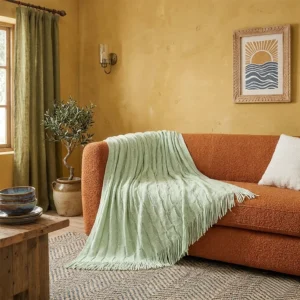 Wedding Bedding bean knit throw green
